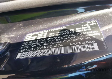 2021 Porsche Macan from USA, damaged, VIN WP1AA2A59MLB05274